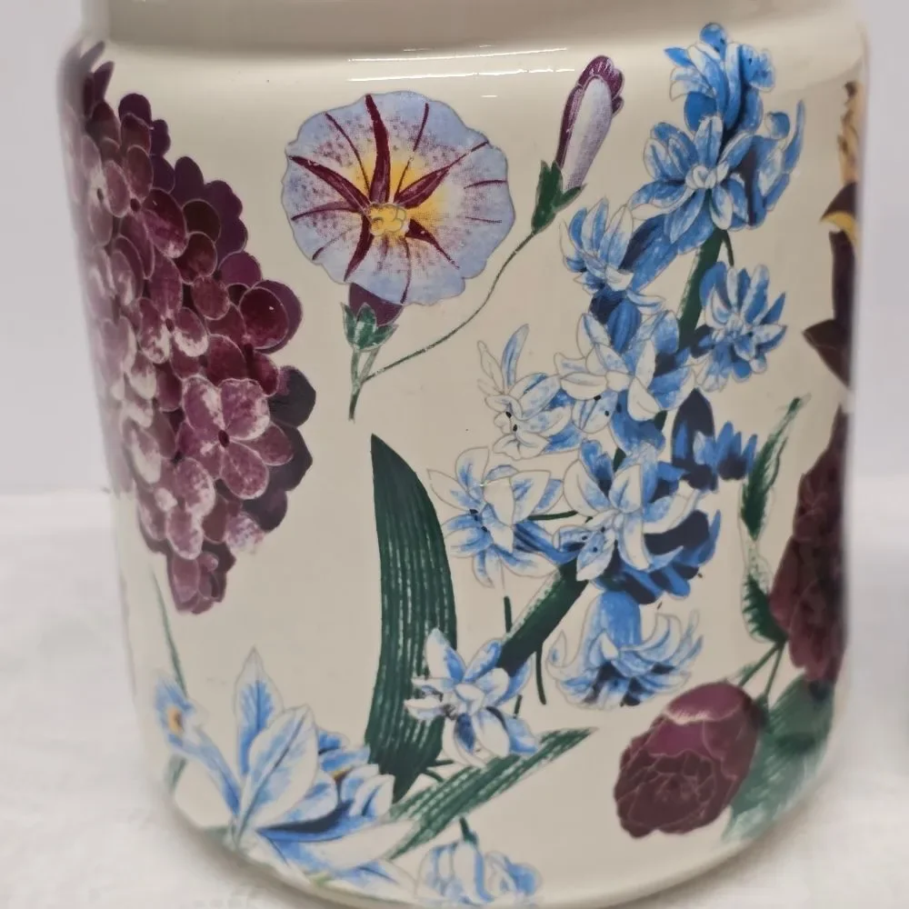 Vintage 70s Spring Garden Floral Canister Jars Made in Japan Boho Shabby Country